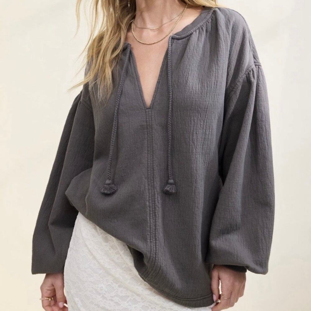 Aerie Easy Street Oversized Sweatshirt Gray Medium